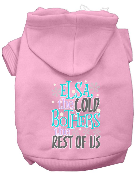 Elsa, the Cold Screen Print Dog Hoodie Light Pink XS